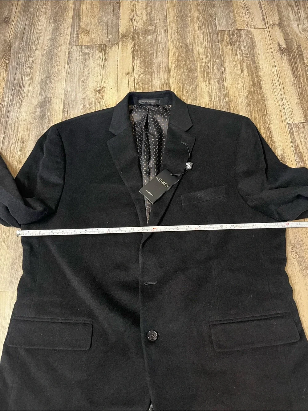 NWT Lauren Ralph Lauren Lacrosse Blazer Wool Cashmere Silk 46R Black